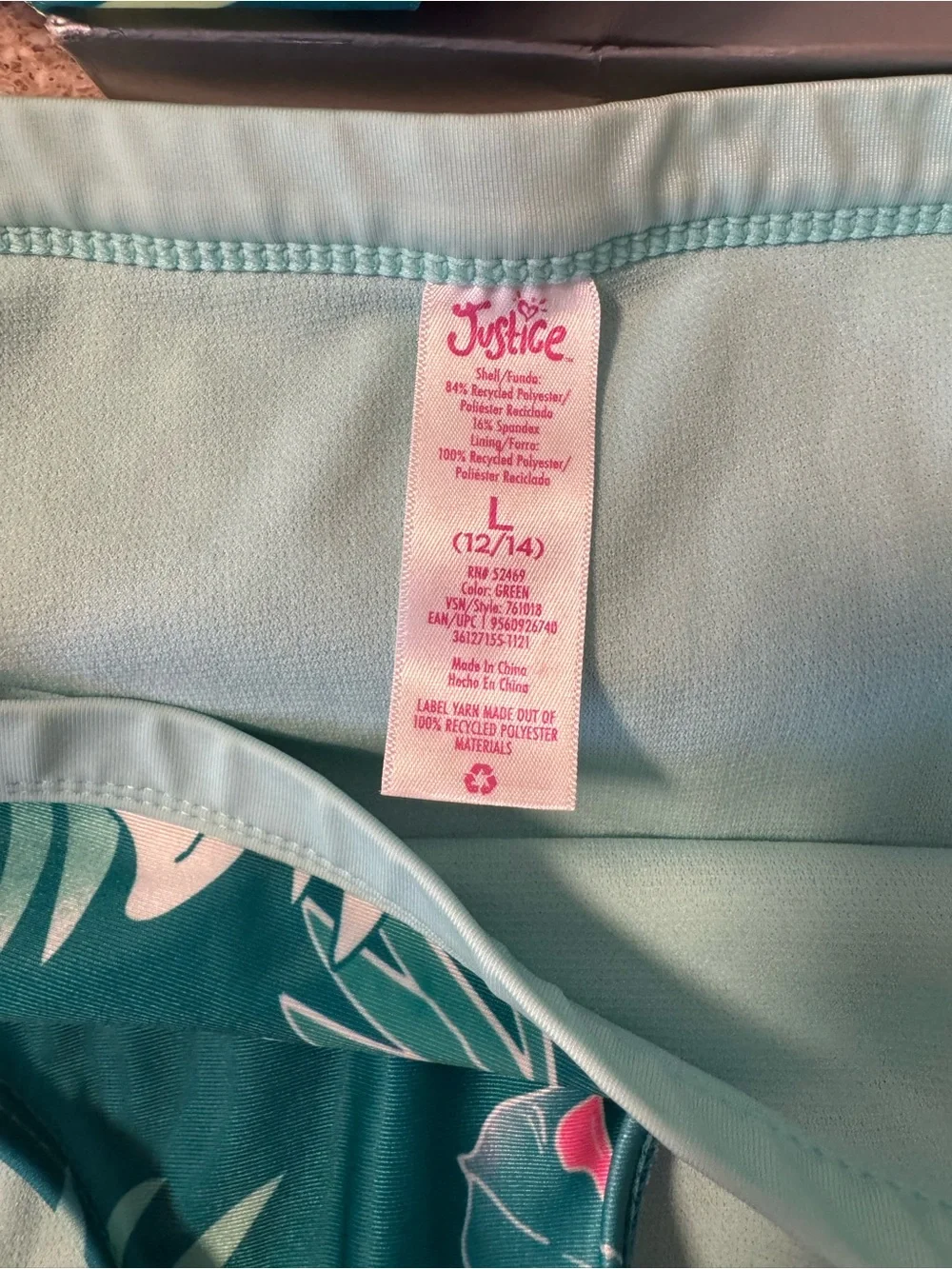 Justice Teal Floral Two-Piece Bikini with Pink & Purple Hibiscus